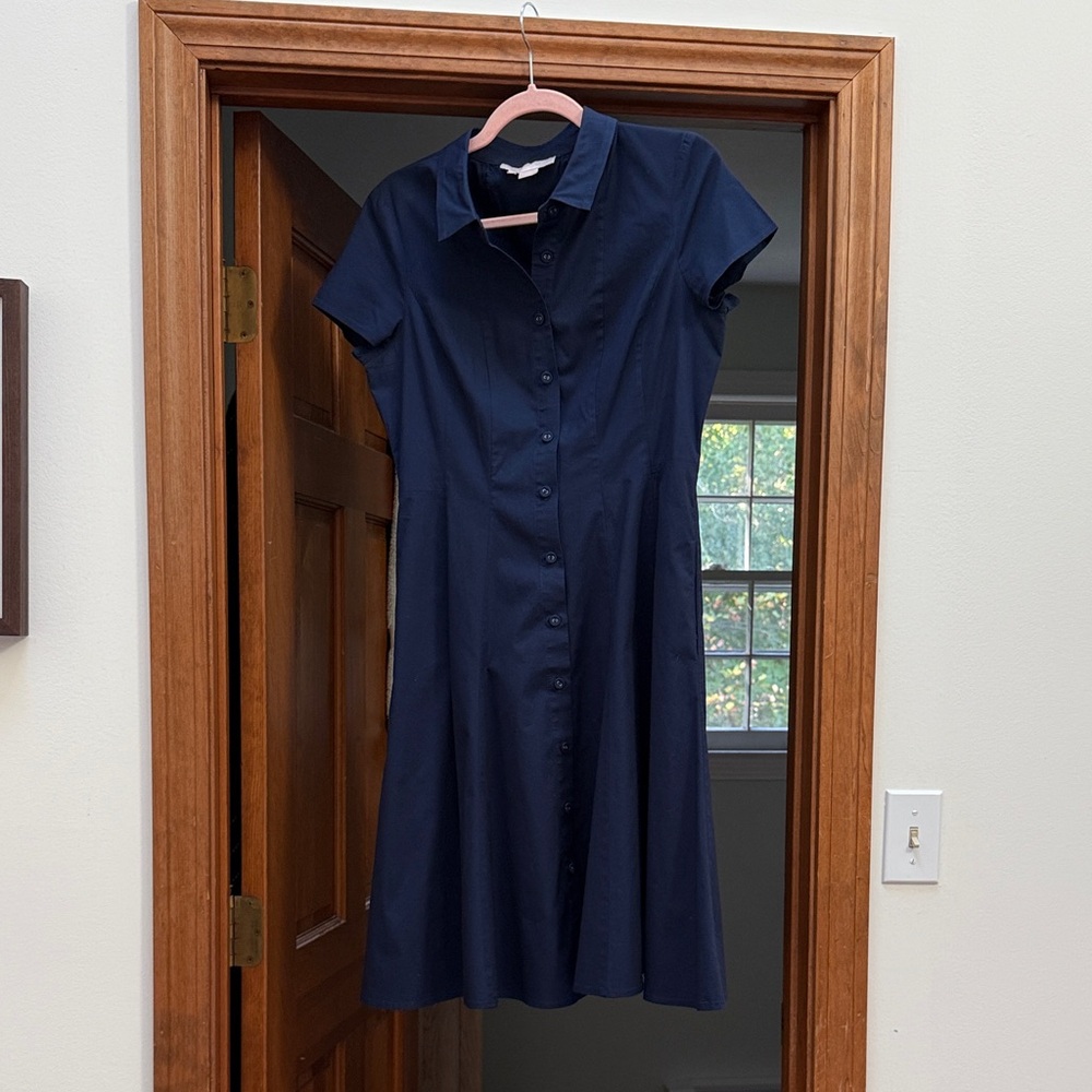 Gal Meets Glam Navy Blue Button-Up Dress